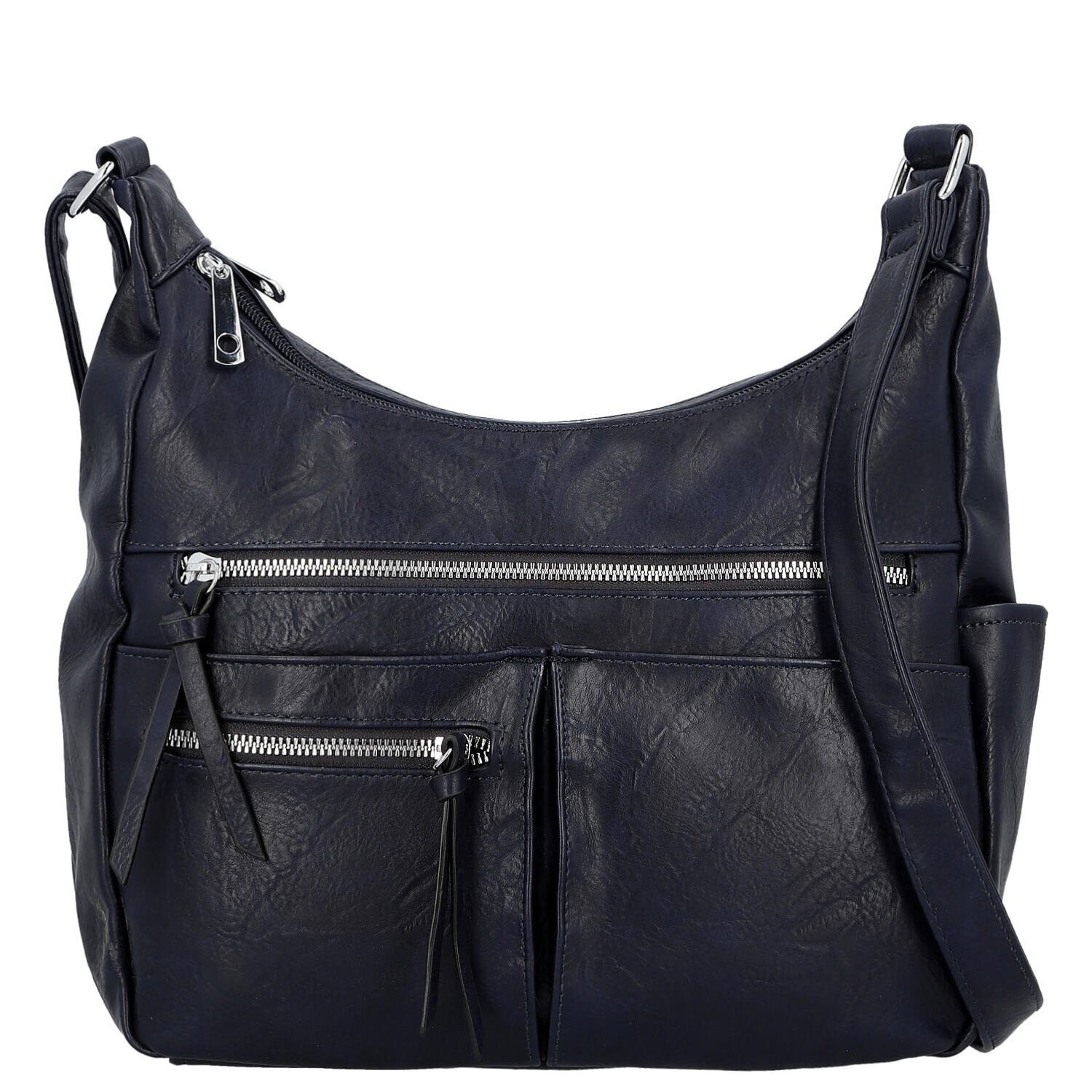 Stylová dámská koženková crossbody kabelka Timea, tmavě modrá