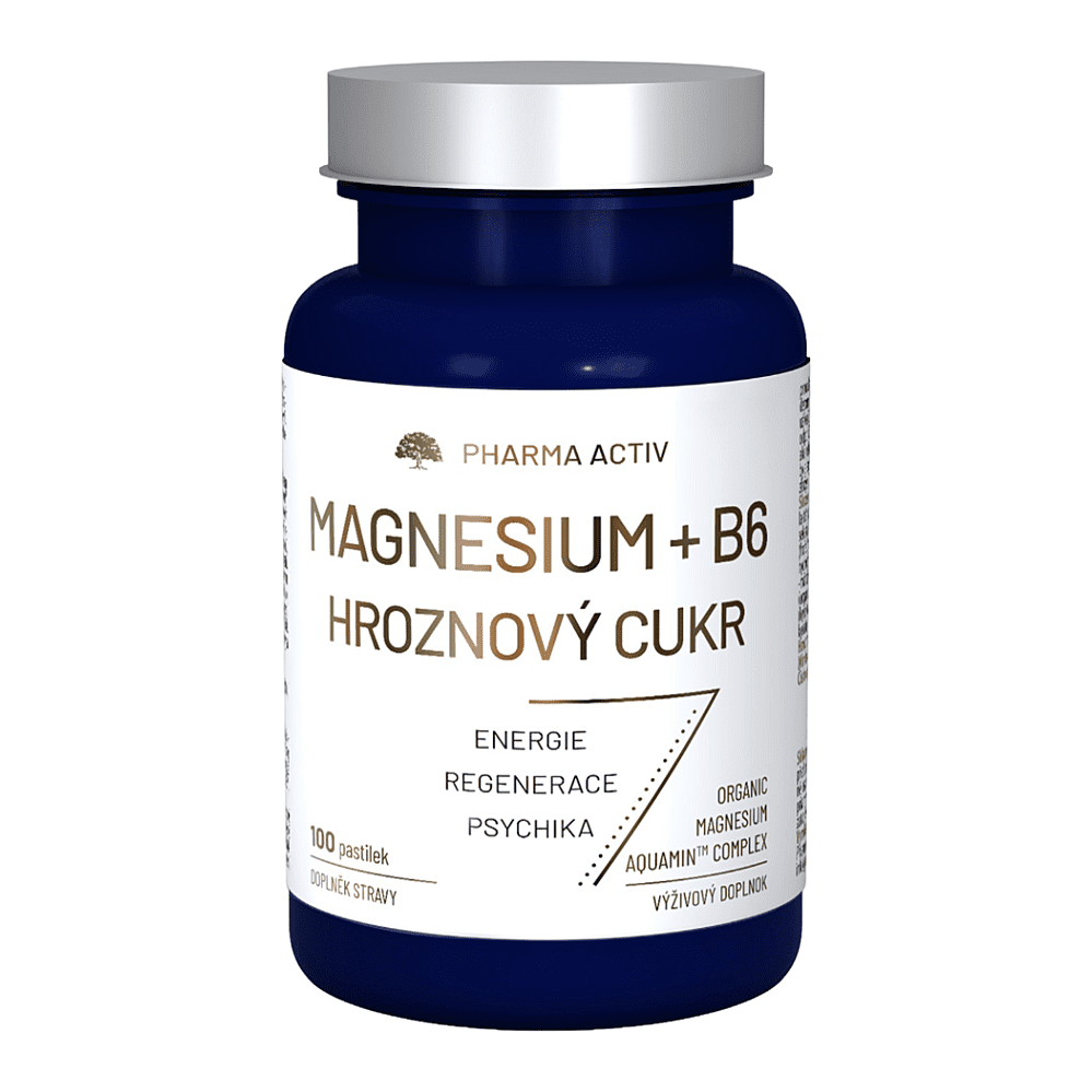 PHARMA ACTIV Magnesium + B6 hroznový cukr 100 pastilek