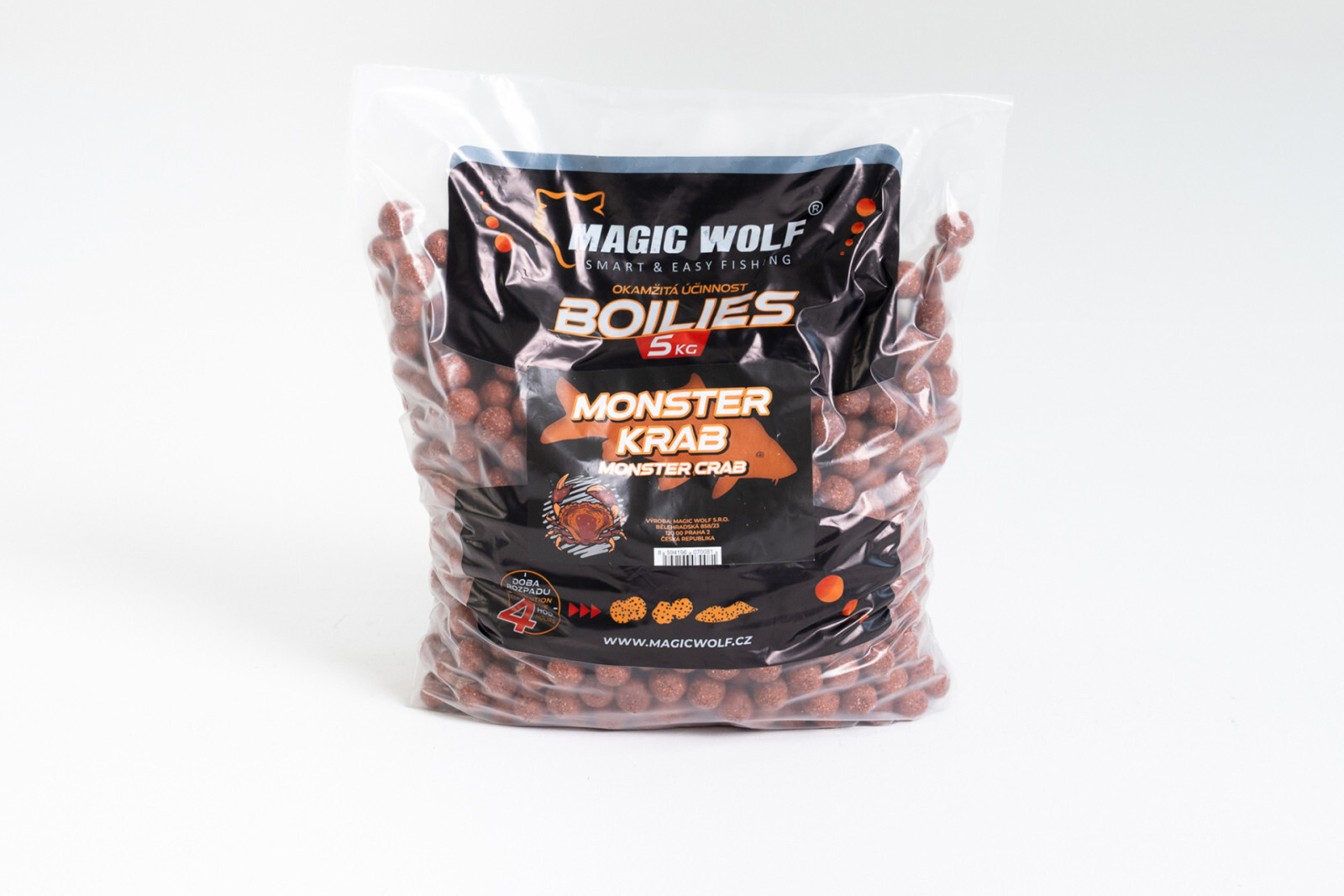 MAGIC WOLF - Zakrmovací boilies Monster Krab 20mm 5kg