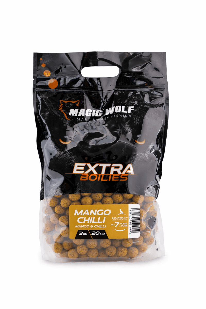 MAGIC WOLF - Zakrmovací boilies Mango Chilli 20mm 5kg
