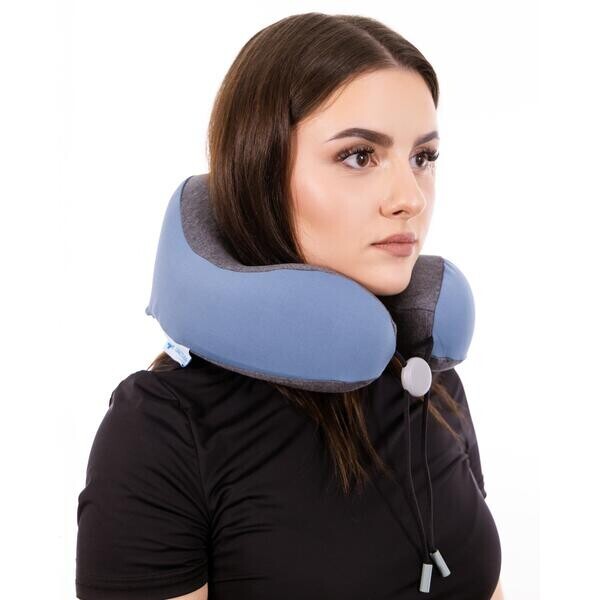 Cestovní ergonomický polštář z paměťové pěny, modrý