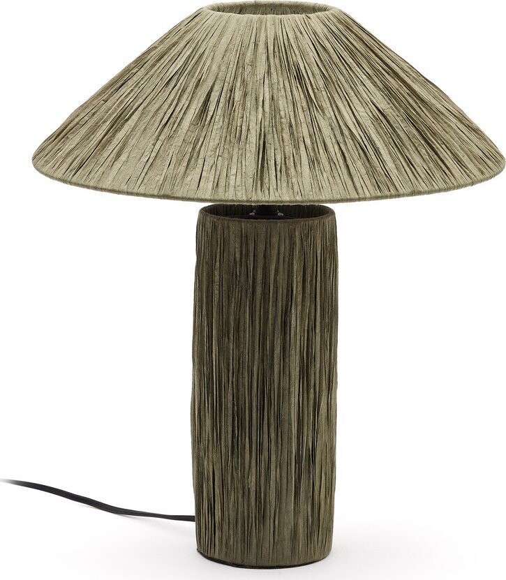 Khaki stolní lampa z rafie (výška 41 cm) Samse – Kave Home