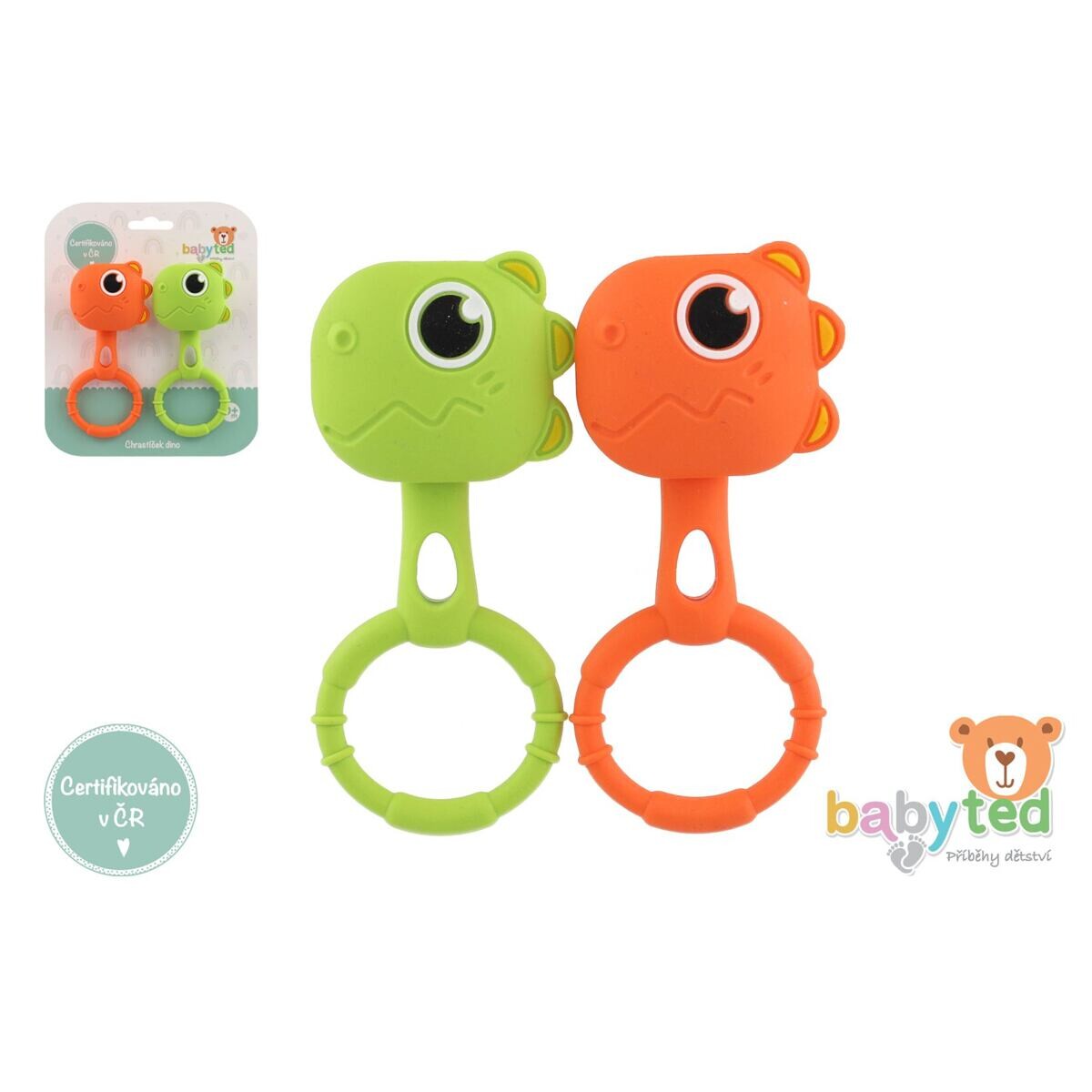 Babyted Chrastíček dino 2ks chrastítko silikon 13x5cm