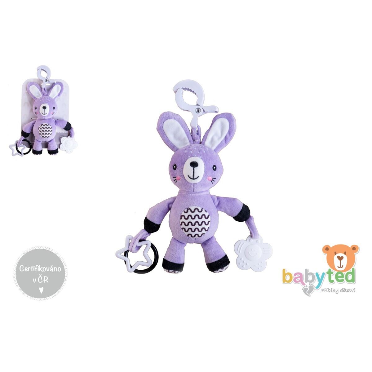 Babyted Zajíček/Zajíc chrastítko plyš 30cm závěs na postýlku/kočárek