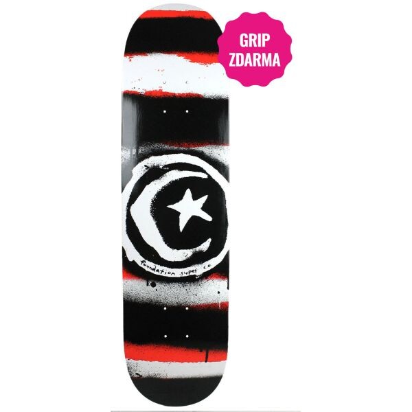 Sk8 Deska Foundation Star & Moon Red Dis - Černá - 8.0