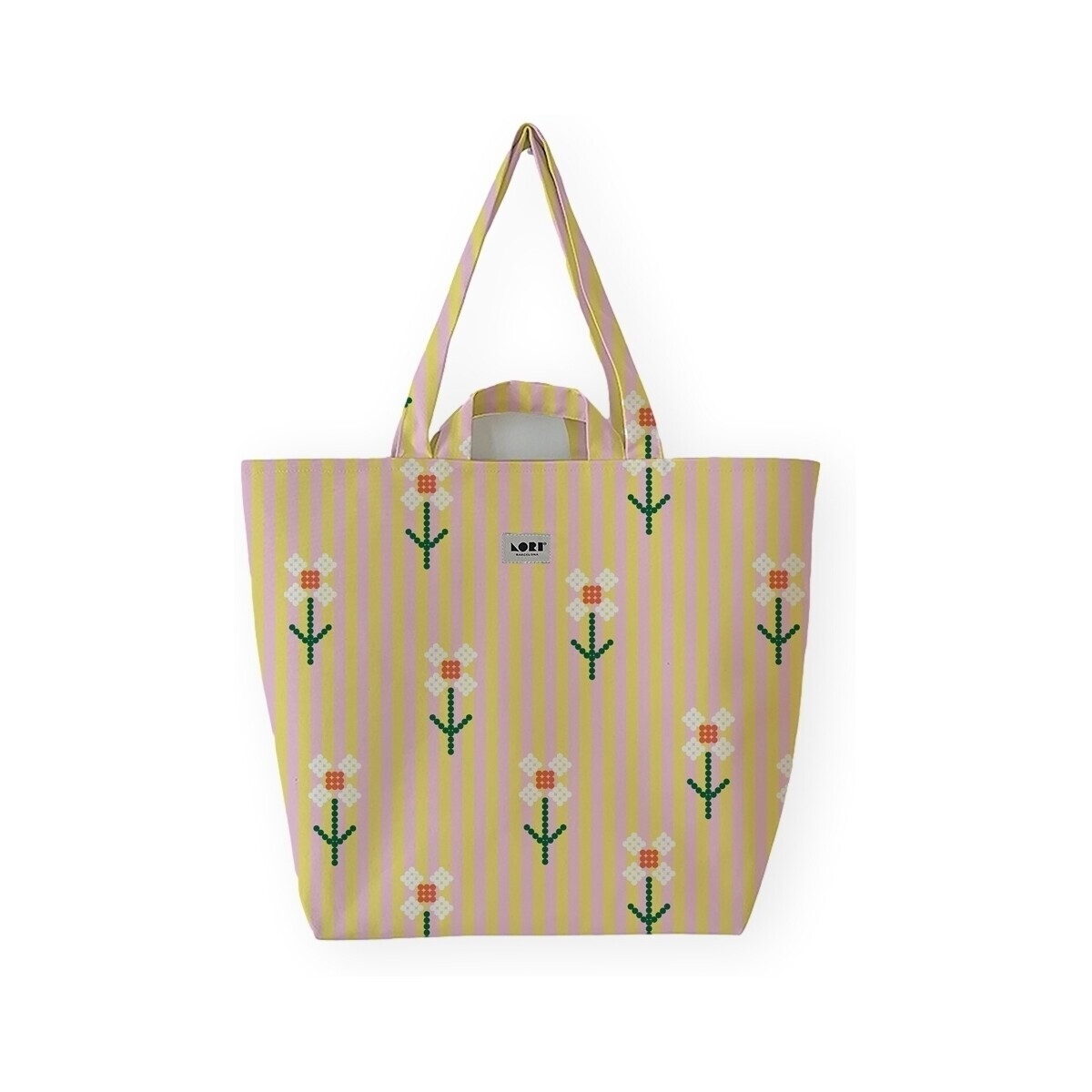 Lori Barcelona  Stripe Bloom Bag - Yellow Flower  Žlutá