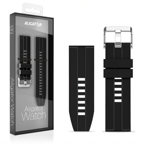 Silikonový řemínek pro Aligator Watch Pro a Aligator Watch Pro X 22mm, černá