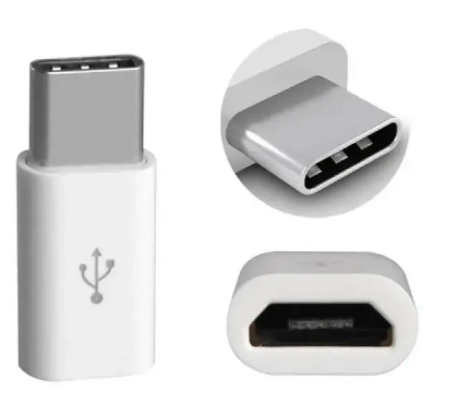 Adaptér microUSB - USB-C bílý pro nabíječky a datové kabely