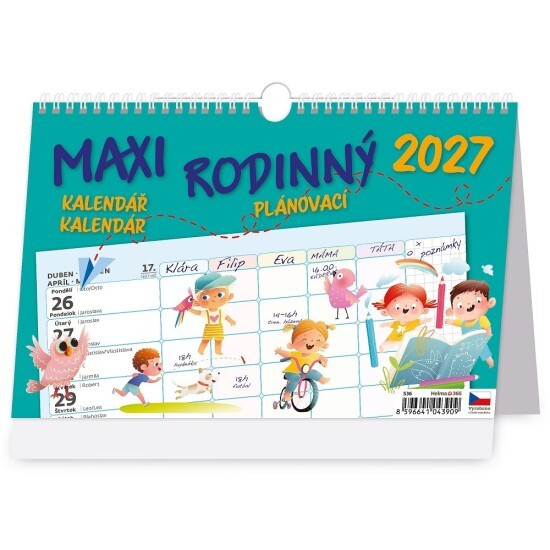 Helma 365 Stolní kalendář 2027 - MAXI rodinný plánovací kalendář - S36-27 - Helma 365 Rodinný Rodinný 10