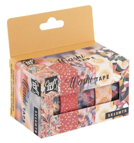 Craft ID Dekorační lepicí pásky - washi - oranžové - 1,5 cm x 10 m, 5 ks - CR3006/GEO