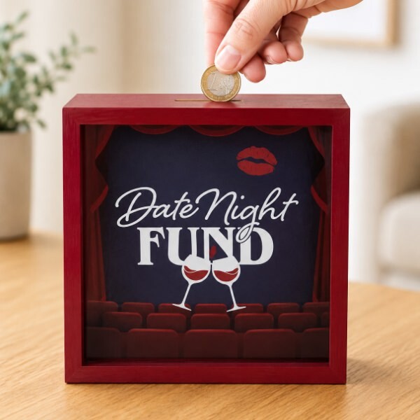 Dřevěná pokladnička Date Night Fund