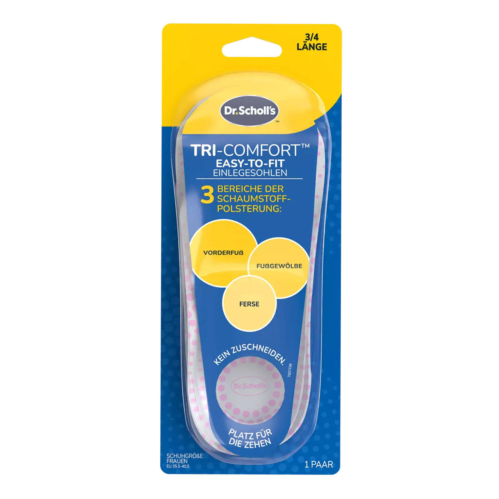 Scholl Vložky do bot Tri-Comfort Insoles 1 pár Small