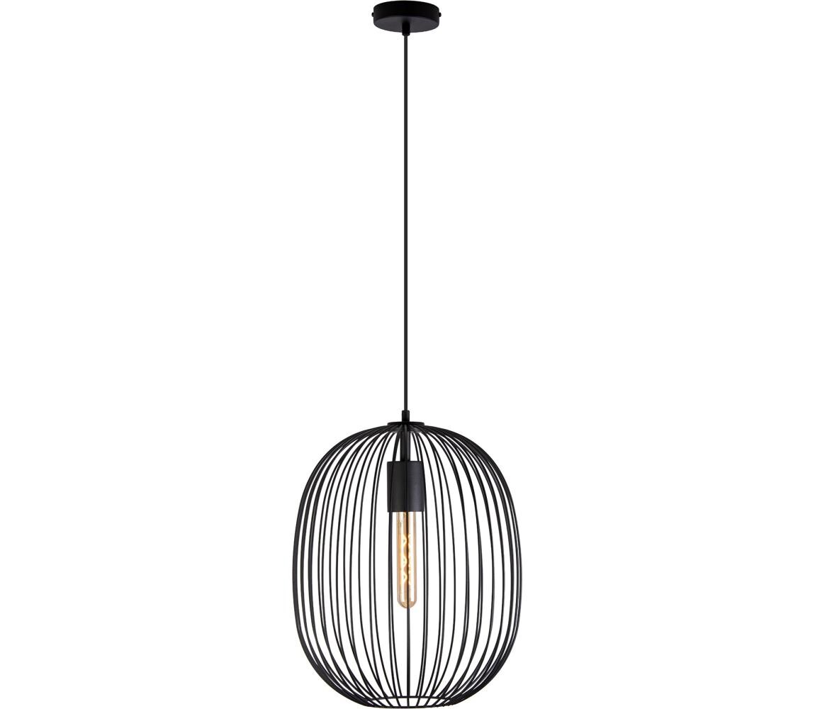 Lustr na lanku OVELLA 1xE27/15W/230V pr. 34 cm černá W-KM 1368/1 BK-B