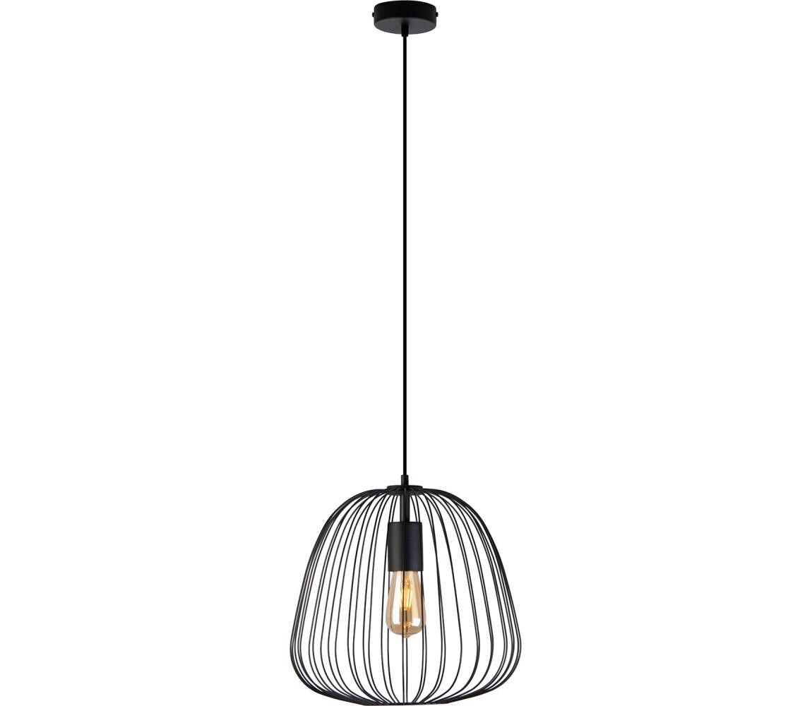 Lustr na lanku OVELLA 1xE27/15W/230V pr. 36 cm černá W-KM 1369/1 BK-B