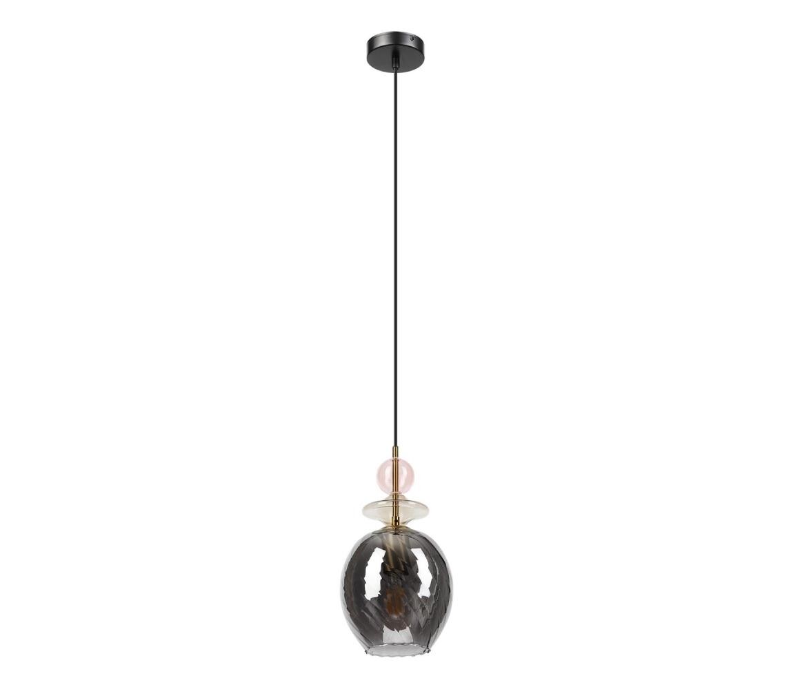 Lustr na lanku VELLO 1xE27/15W/230V černá/kouřová růžová/béžová/černá LM-1.308/ROSE