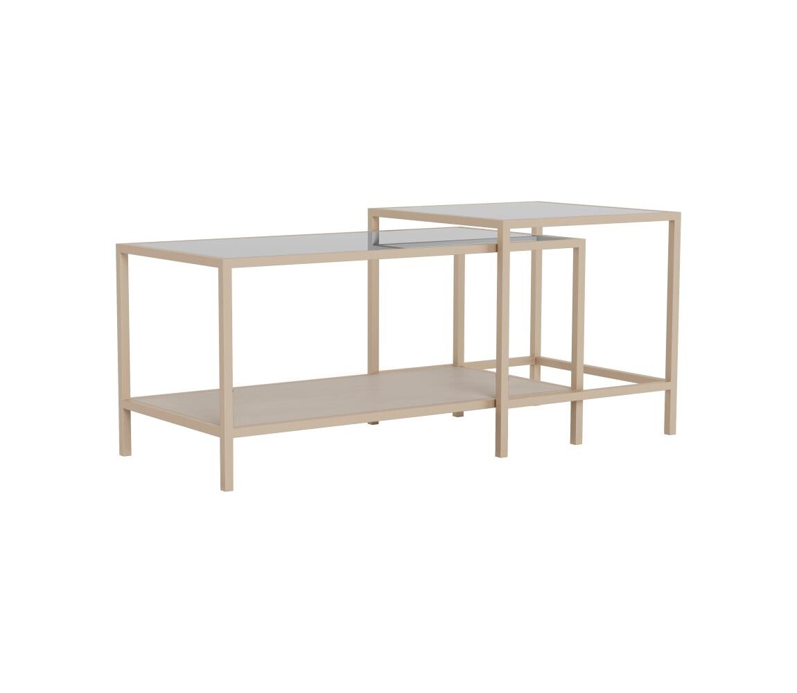 SADA 2x Konferenční stolek SARON 90x50 cm šedá/čirá 0000111726