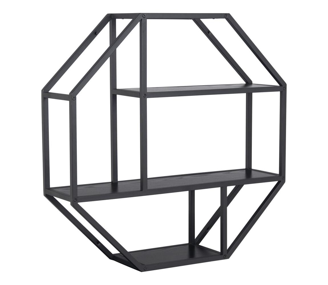 Nástěnná police SARON 77x77 cm černá 0000089690
