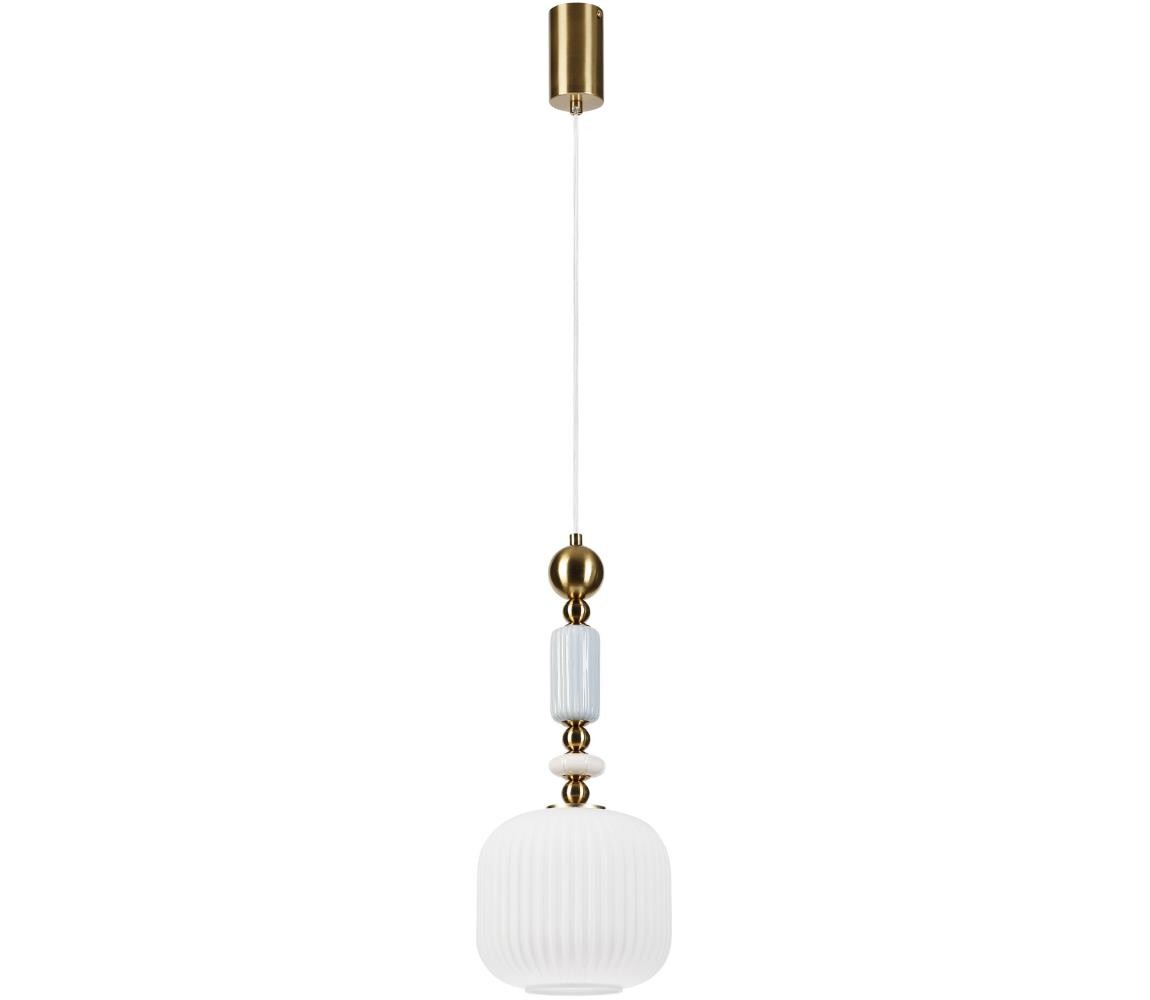 Lustr na lanku ROYAL 1xE27/15W/230V zlatá/bílá LM-1.309
