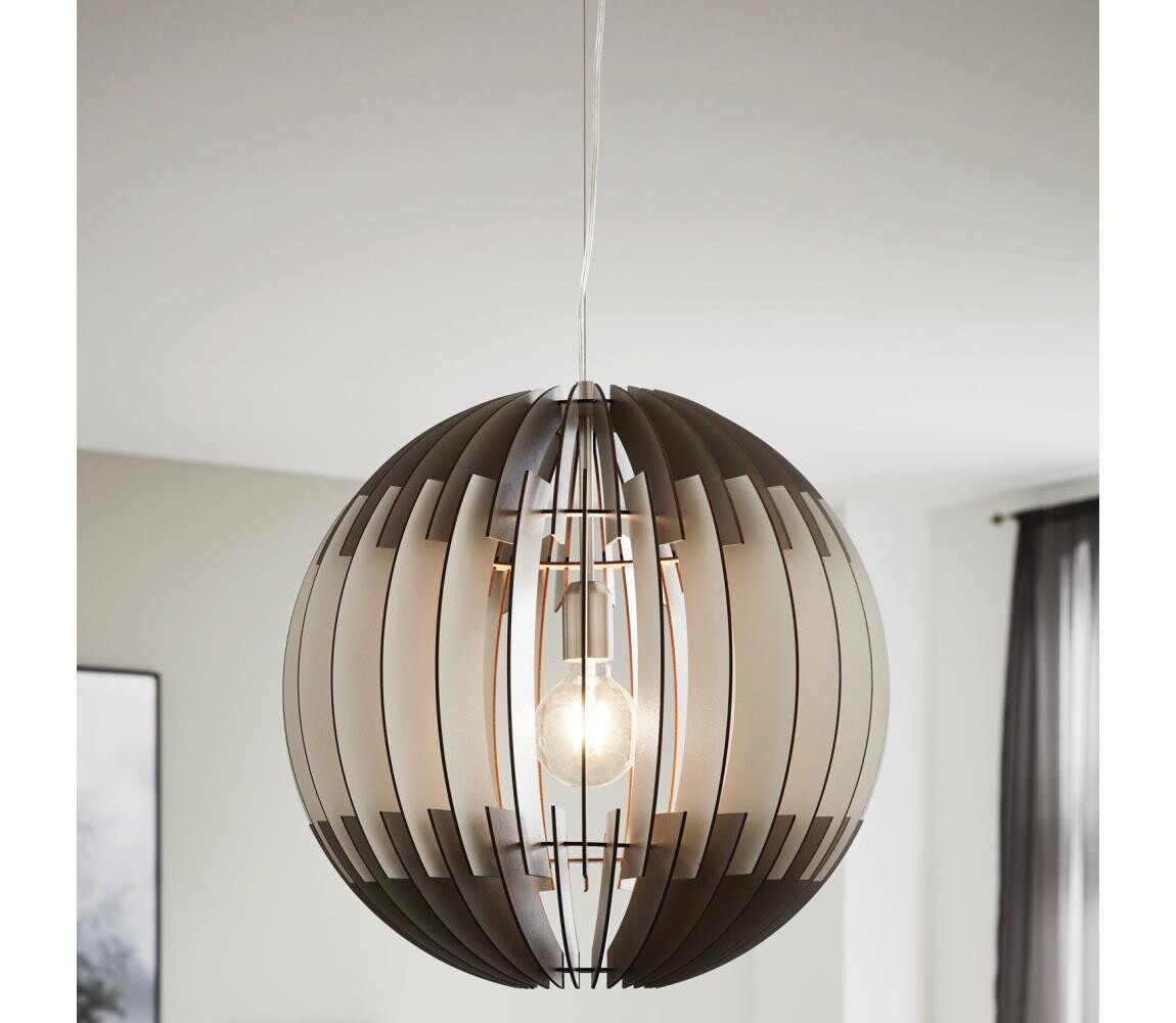 Eglo 63256 - Lustr na lanku OLMERO PRO 1xE27/60W/230V pr. 40 cm šedá/bílá 63256