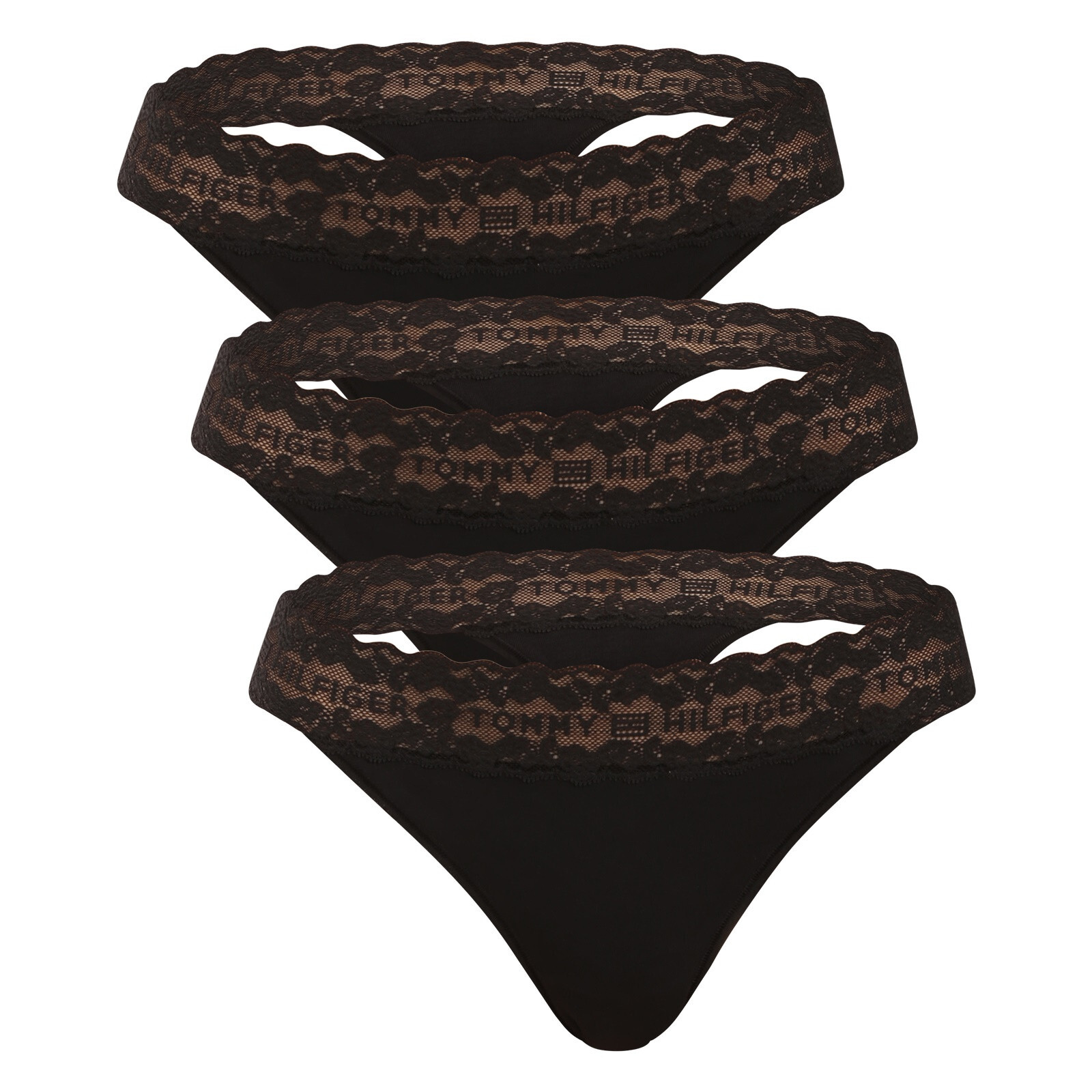 3PACK dámská tanga Tommy Hilfiger černá (UW0UW06337 0R8) XS