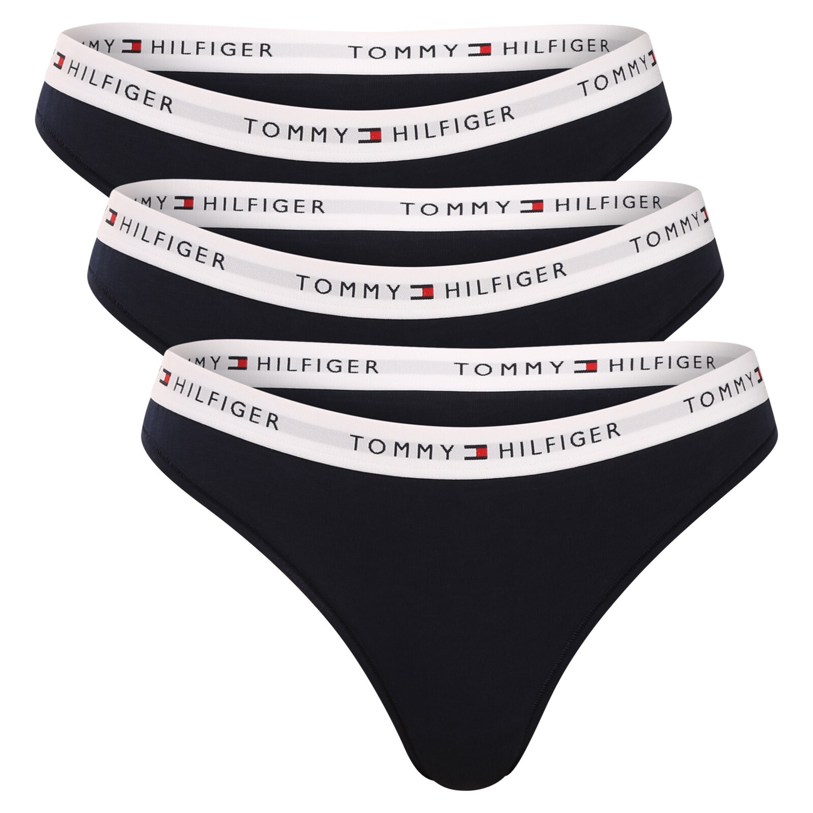 3PACK dámská tanga Tommy Hilfiger černá (UW0UW05530 0R0) XS