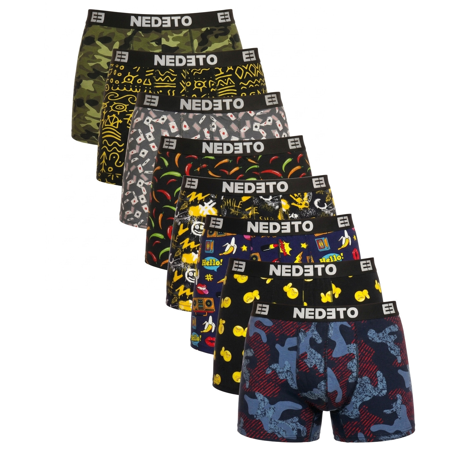 8PACK pánské boxerky Nedeto vícebarevné (8NBV6) L, trenky / trenýrky