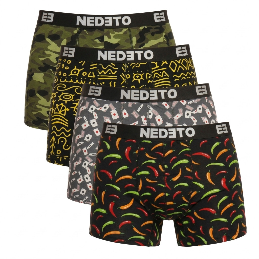 4PACK pánské boxerky Nedeto vícebarevné (4NBV5) L, trenky / trenýrky