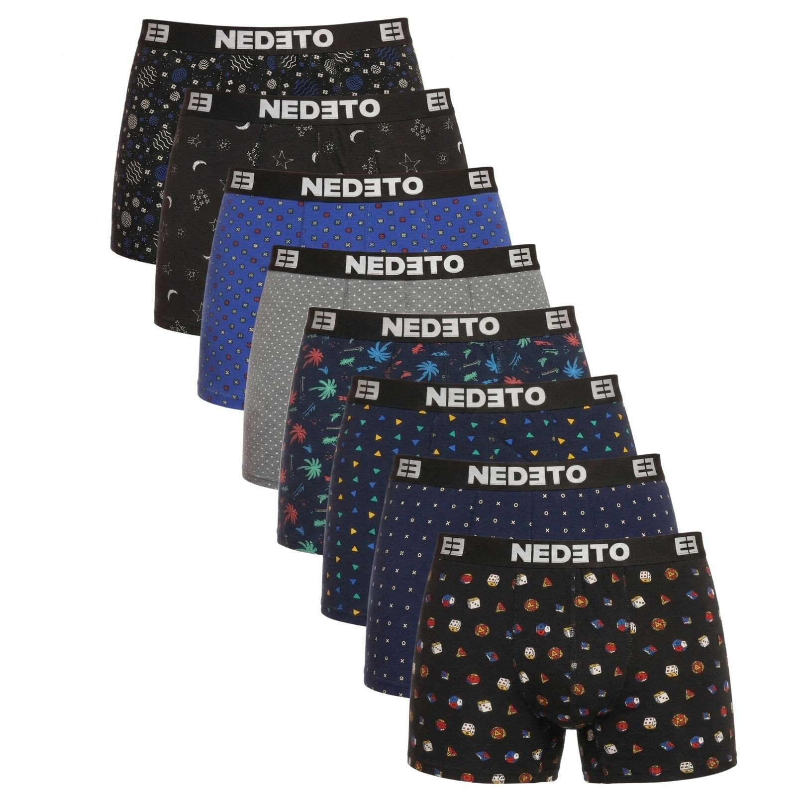 8PACK pánské boxerky Nedeto vícebarevné (8NBV5) L, trenky / trenýrky