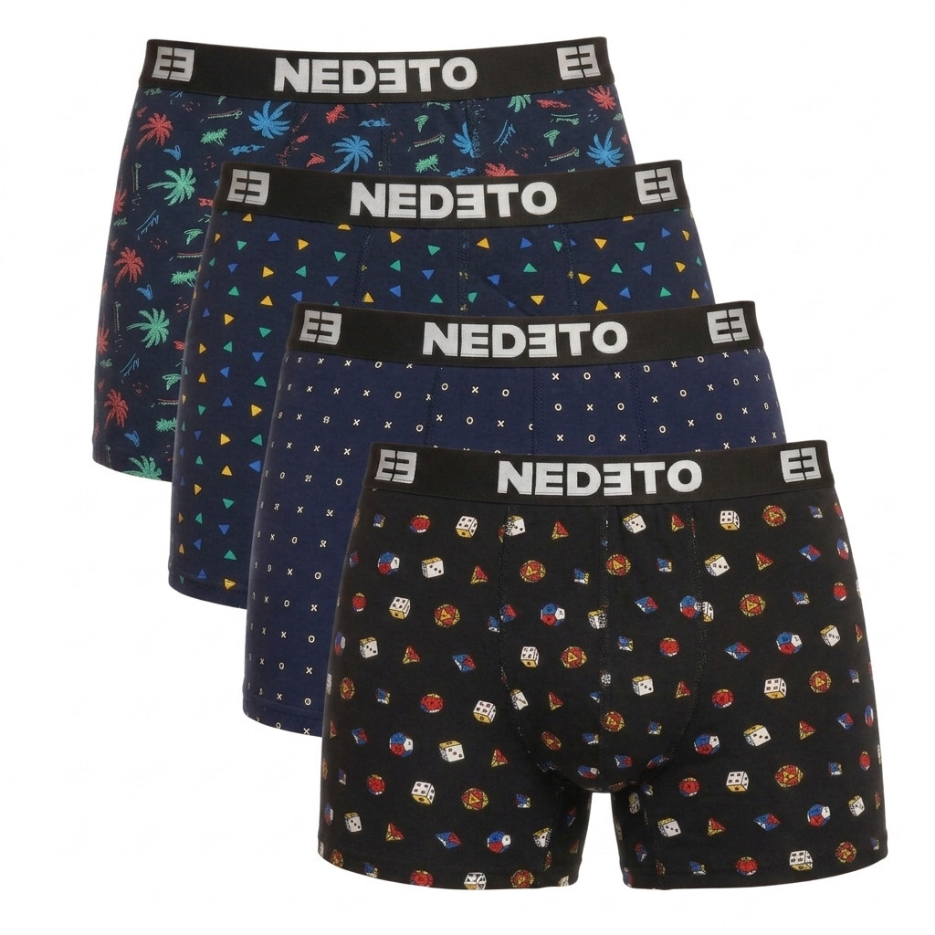 4PACK pánské boxerky Nedeto vícebarevné (4NBV4) M, trenky / trenýrky
