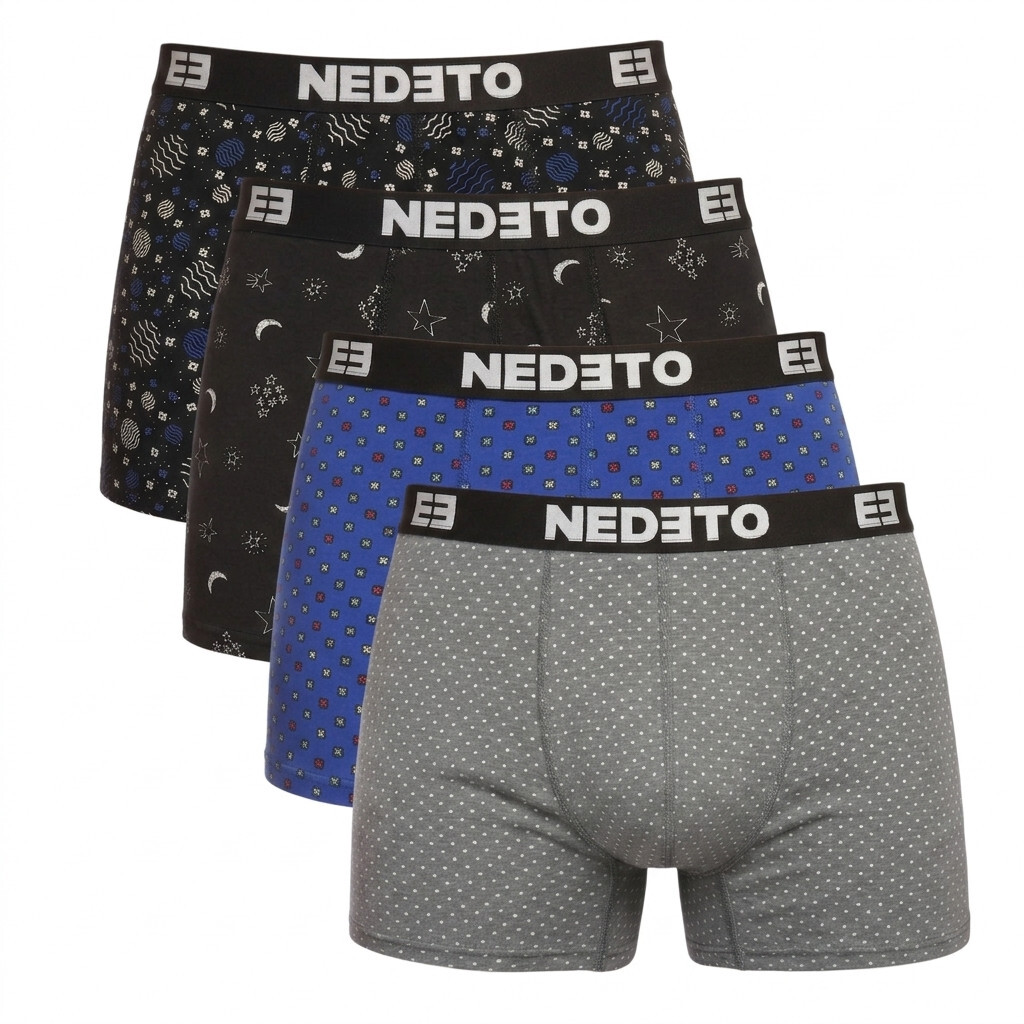 4PACK pánské boxerky Nedeto vícebarevné (4NBV3) L, trenky / trenýrky