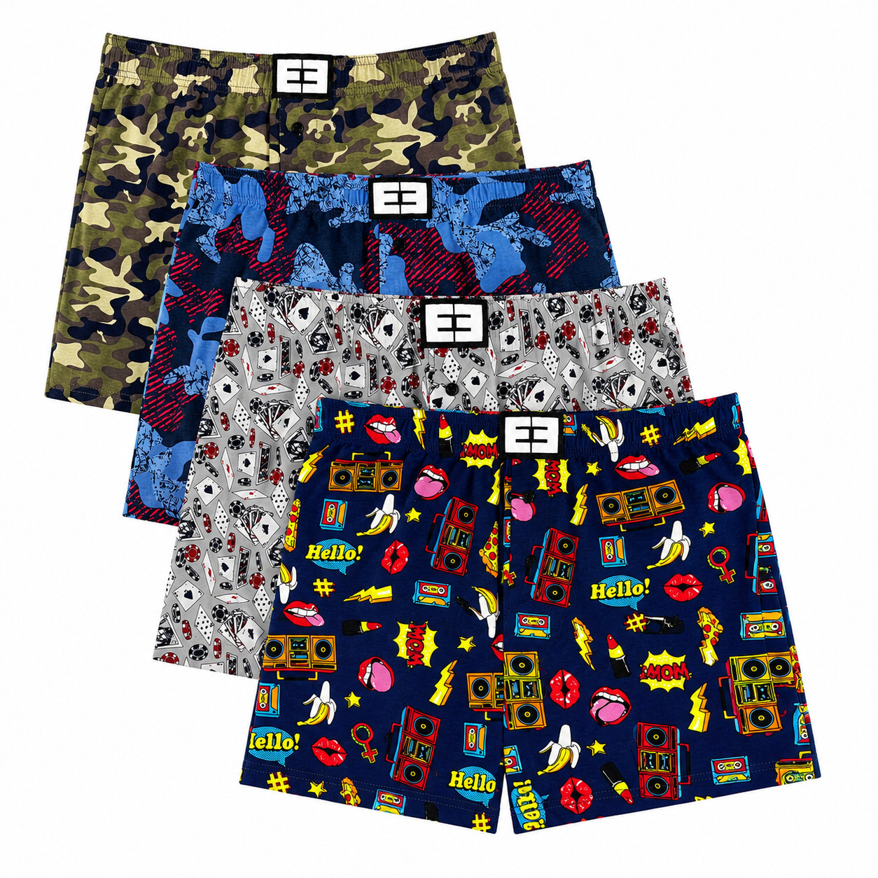 4PACK pánské trenky Nedeto vícebarevné (4NTV04) M, trenýrky