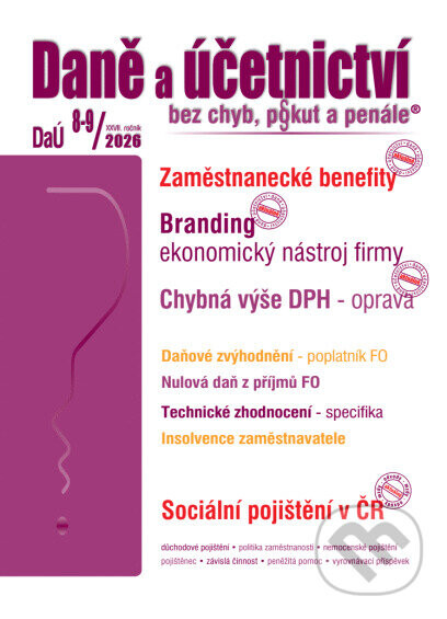 DaÚ č. 8-9 / 2026 - Zaměstnanecké benefity a DPH - Martin Děrgel, Ivan Macháček, Václav Benda, Antonín Daněk, Pavel Novák