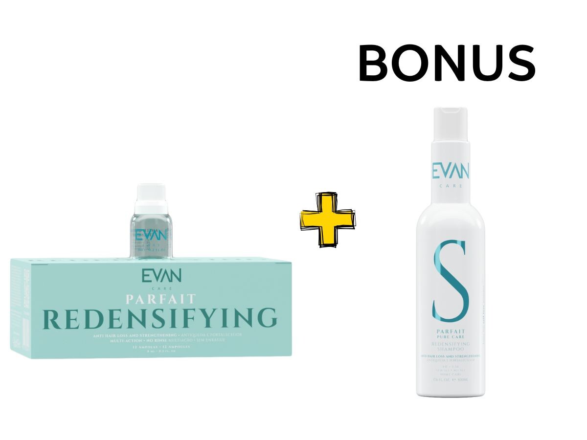 AKCE: Evan Redensifying - proti vypadávání a léčba pokožky - ampule - 12x 10 ml + šampon proti vypadávání, 500 ml