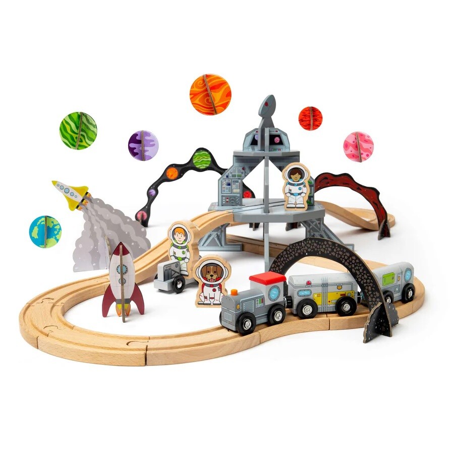Bigjigs Rail Dřevěná vesmírná vláčkodráha