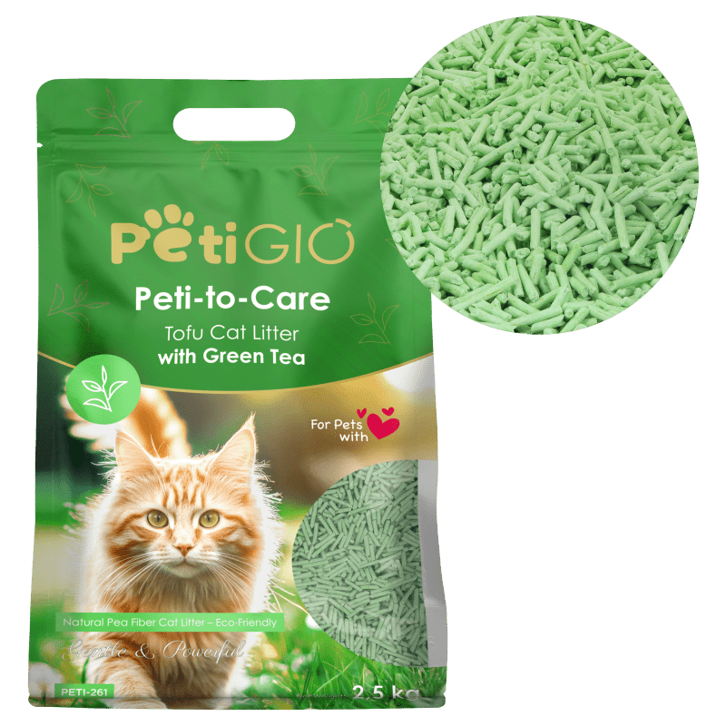 PETIGIO Peti-to-Care stelivo pro kočky Tofu Green Tea 1 x 2.5 kg