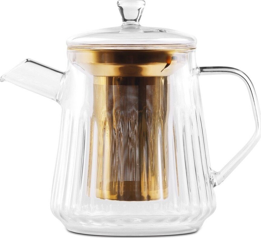 Skleněná konvice na čaj se sítkem ve zlaté barvě 900 ml Mia – Vialli Design