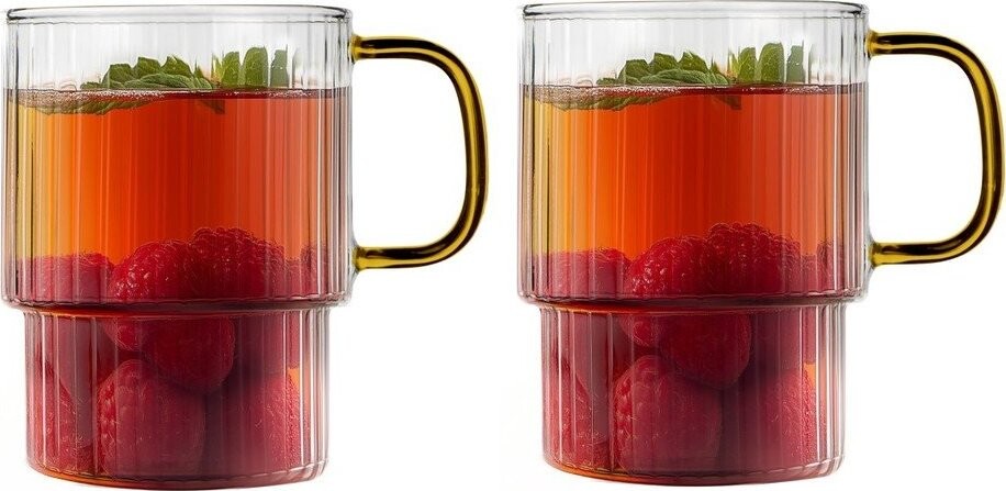 Žluté skleněné hrnky v sadě 2 ks na cappuccino 350 ml Livio – Vialli Design
