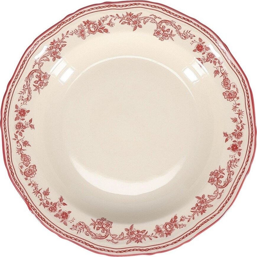 Vínový/slonovinový hluboký porcelánový talíř ø 23 cm Cyril – S|P Collection
