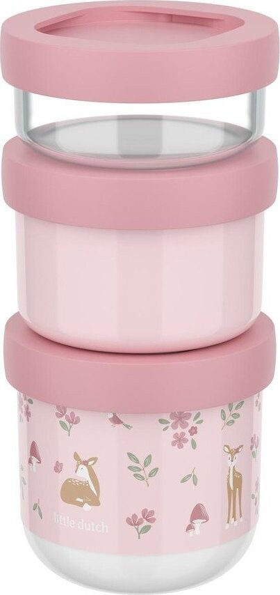 Světle růžové plastové dětské svačinové boxy v sadě 3 ks Fairy Garden – Mepal