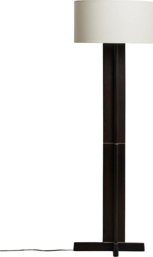 Bílá/tmavě hnědá stojací lampa s textilním stínidlem (výška 150,5 cm) Niani – Kave Home