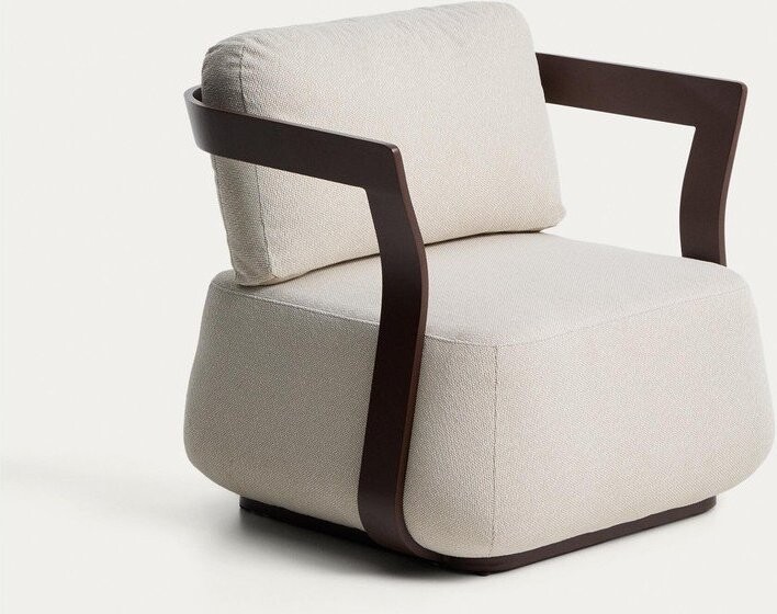 Hnědé/krémové polstrované zahradní křeslo Tamaris – Kave Home