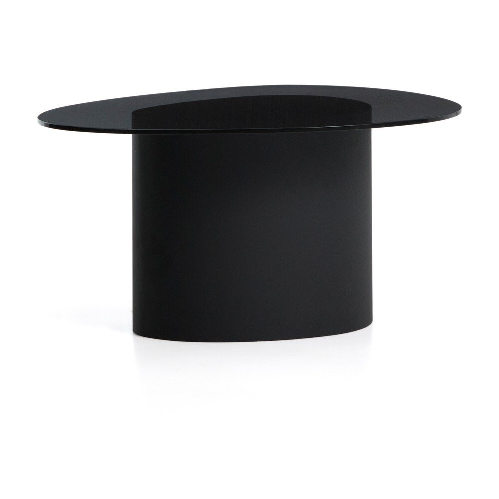 Černý konferenční stolek se skleněnou deskou 74x81,5 cm Olir – Kave Home