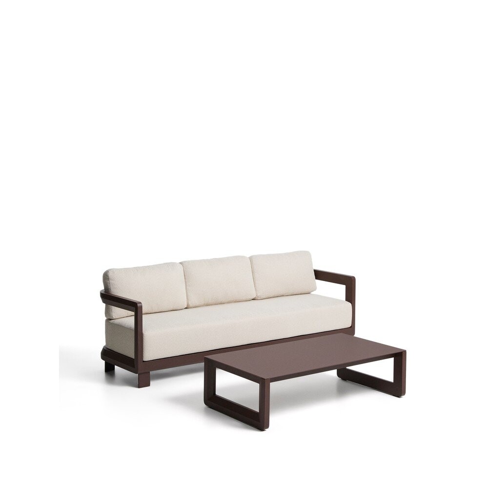 Hnědý/béžový hliníkový zahradní lounge set pro 3 osoby Nerano – Kave Home