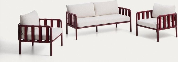 Červený/béžový hliníkový zahradní lounge set pro 4 osoby Omala – Kave Home