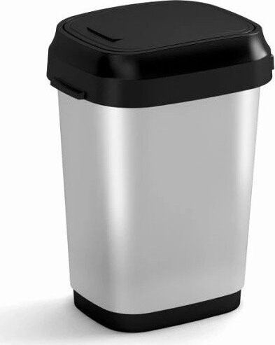 Nášlapný plastový odpadkový koš ve stříbrné barvě 10 l Dual Swing Bin Style S – KIS
