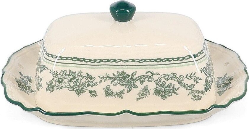 Zelená/slonovinová porcelánová máslenka Cyril – S|P Collection