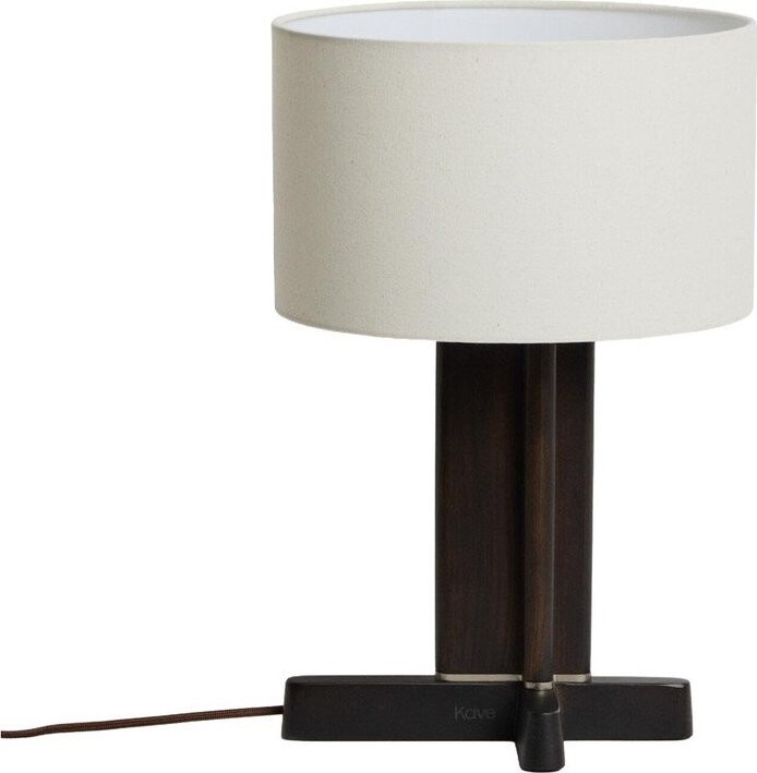 Bílá/tmavě hnědá stolní lampa z kaučukového dřeva s textilním stínidlem (výška 48 cm) Niani – Kave Home