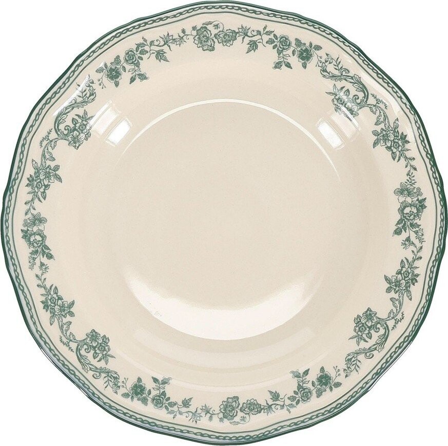 Zelený/slonovinový hluboký porcelánový talíř ø 23 cm Cyril – S|P Collection
