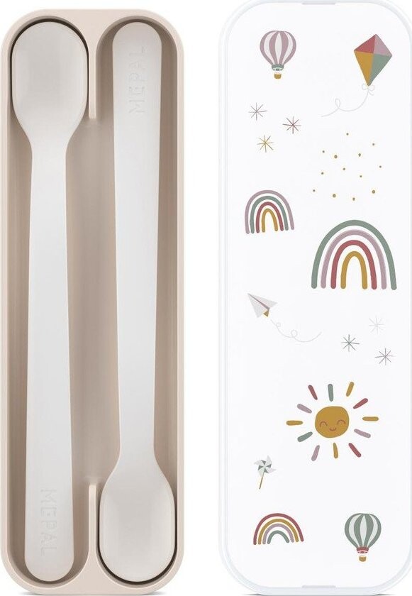 Béžové plastové dětské lžičky v sadě 2 ks Sunshine & Rainbow – Mepal