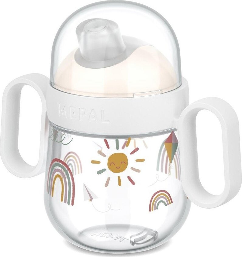Béžový plastový dětský hrnek 200 ml Sunshine & Rainbow – Mepal